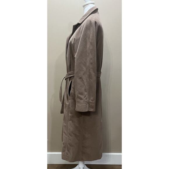 Vtg 70s Juli de Roma Tan Belted Over Coat 10 Kajjmir Man Made Cashmere Classic - Picture 5 of 14